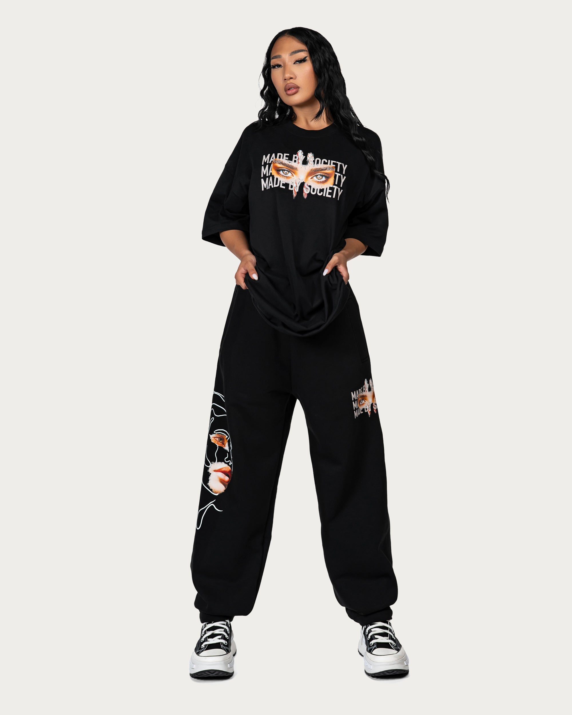 Luźne spodnie joggery - P24865