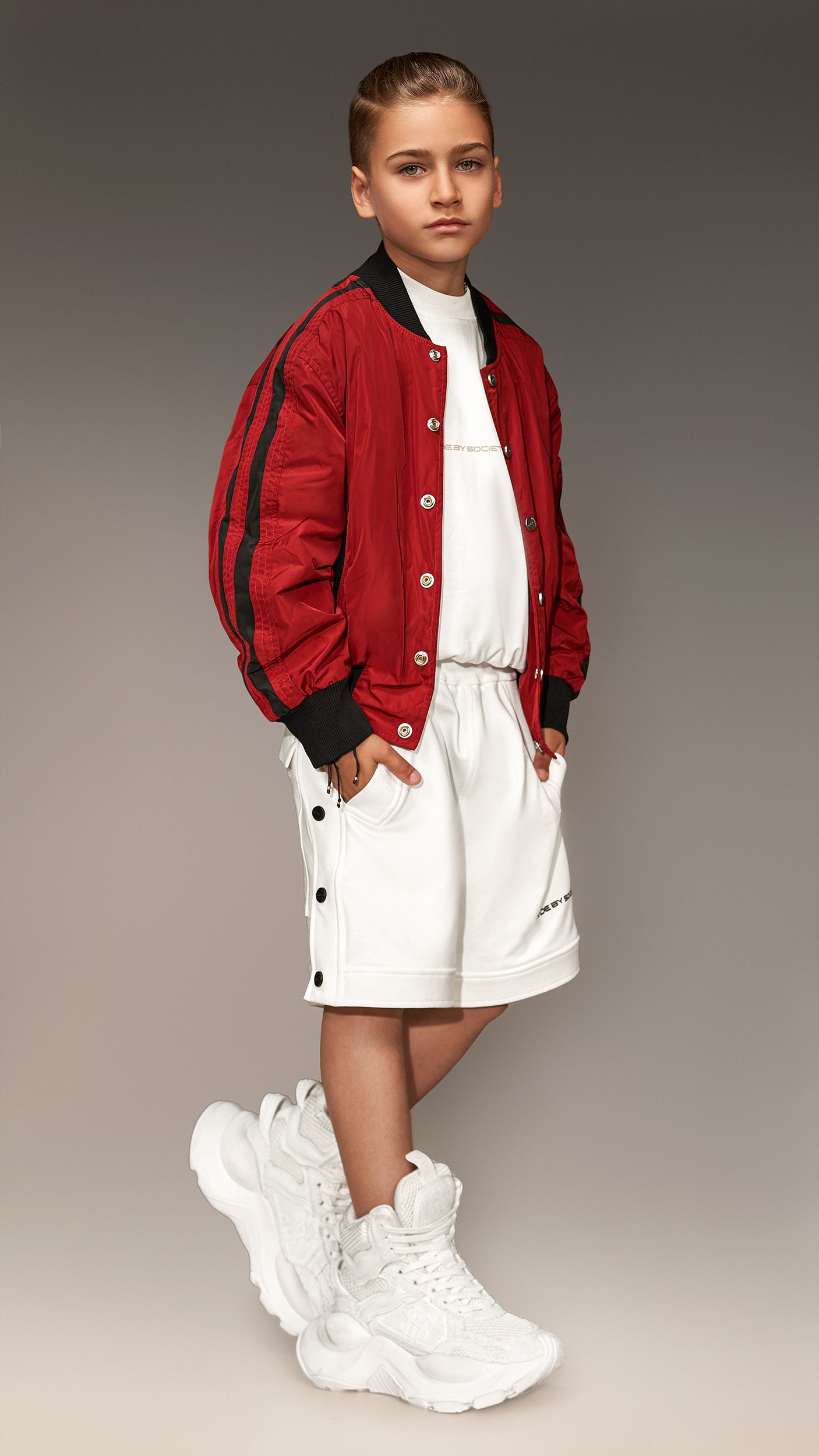 Kurtka bomber w paski - J34814