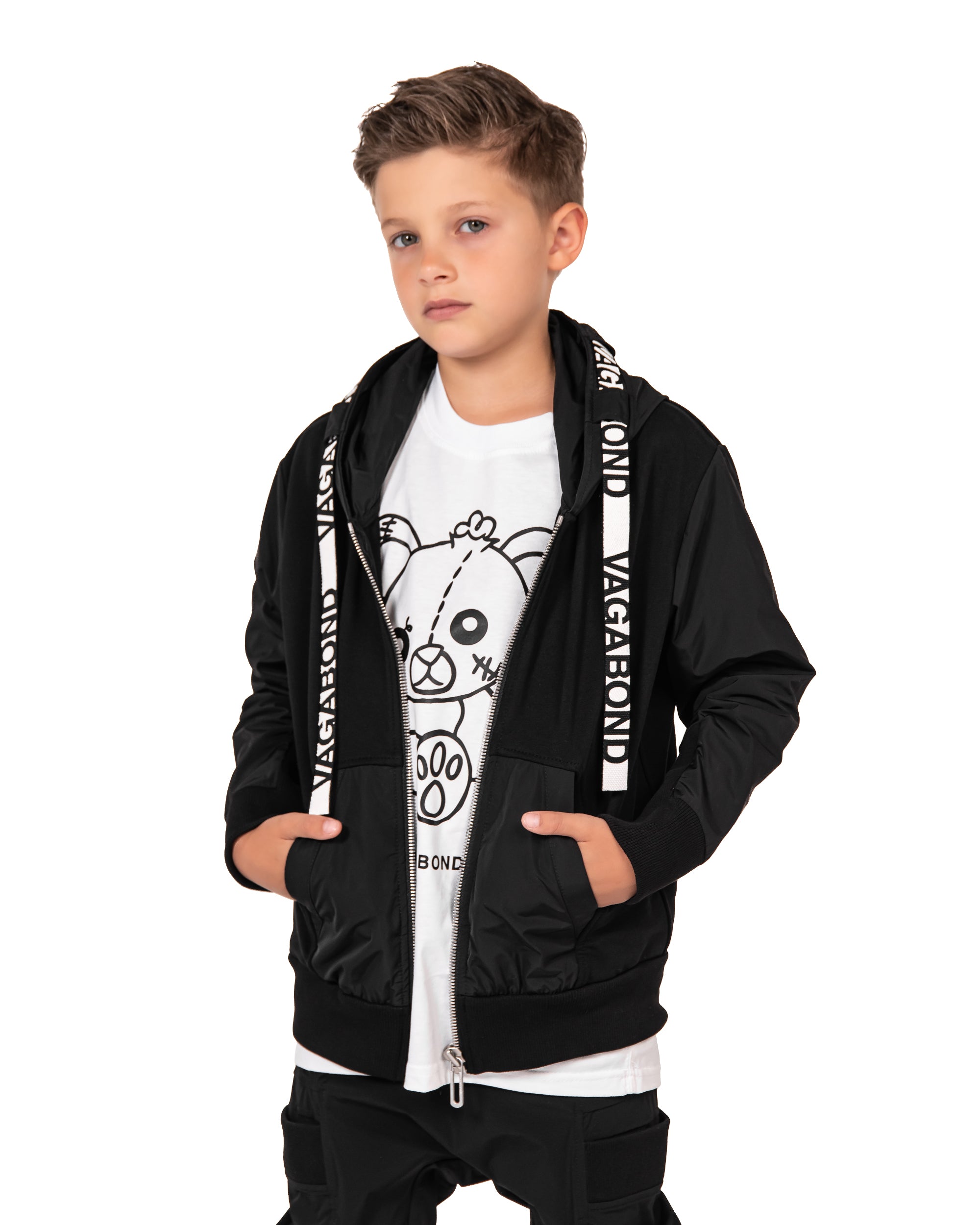 Bluza z kapturem w paski - H32540