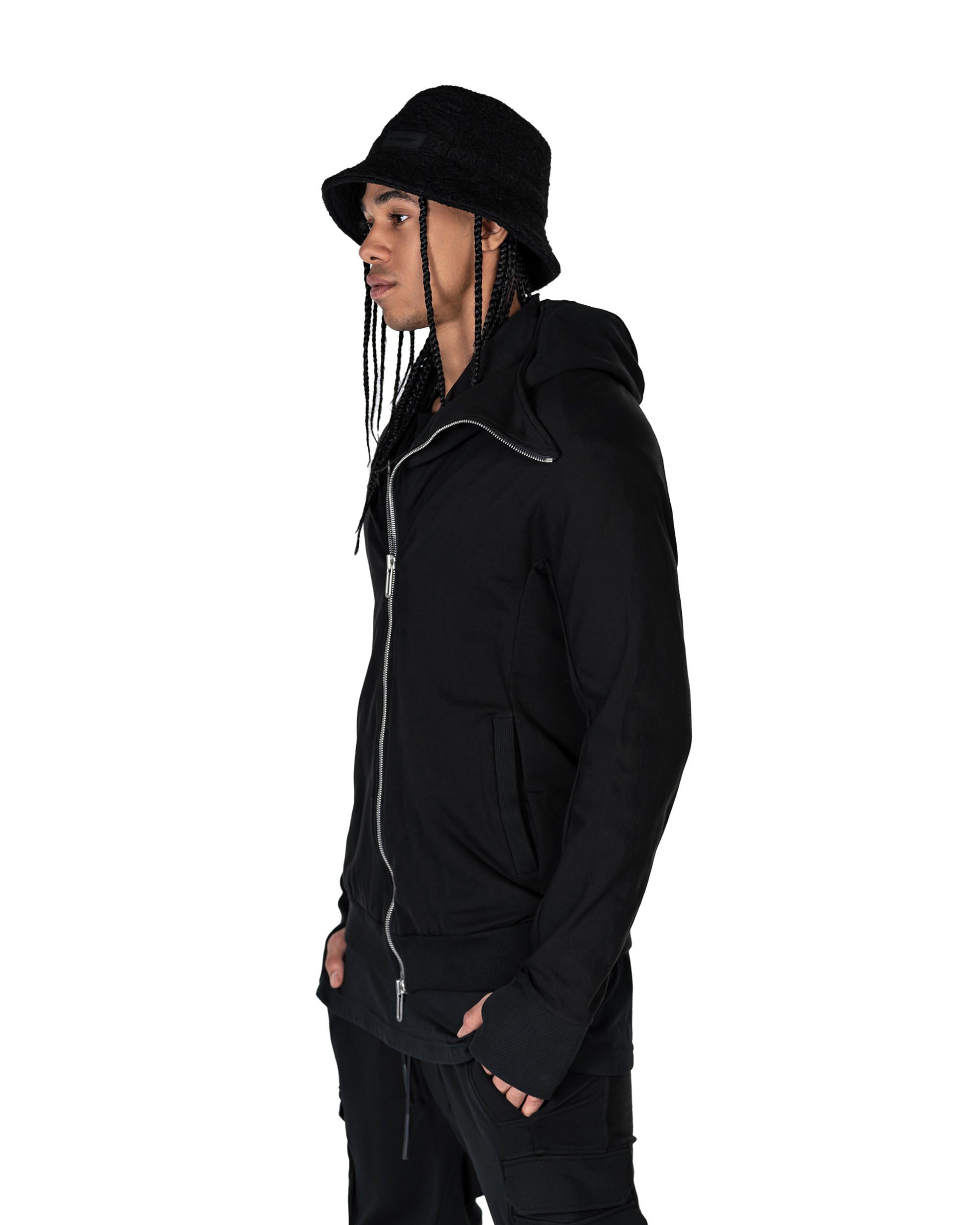 Bluza z kapturem zapinana ukośnie - H11505