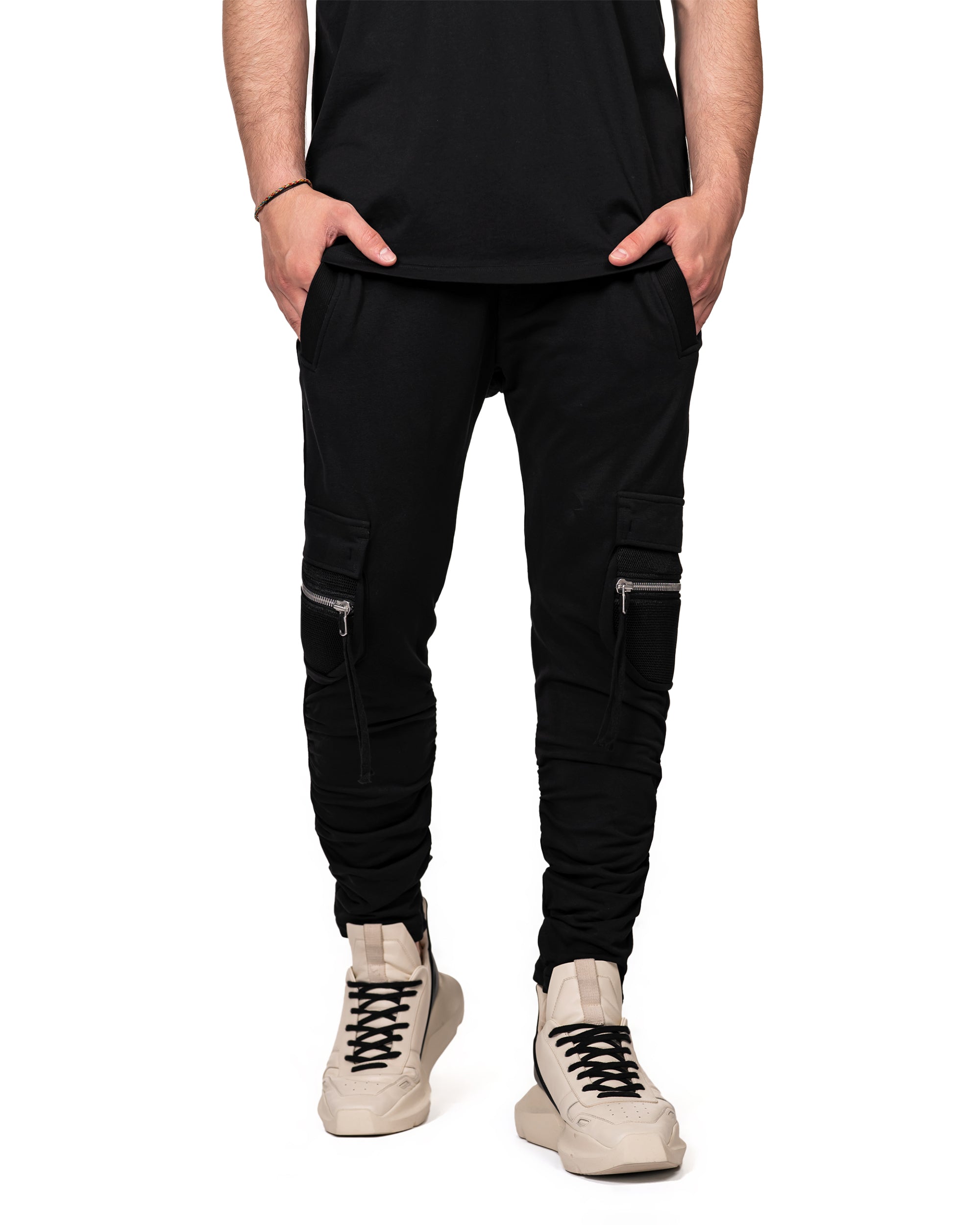 Spodnie cargo z siatki - P11060