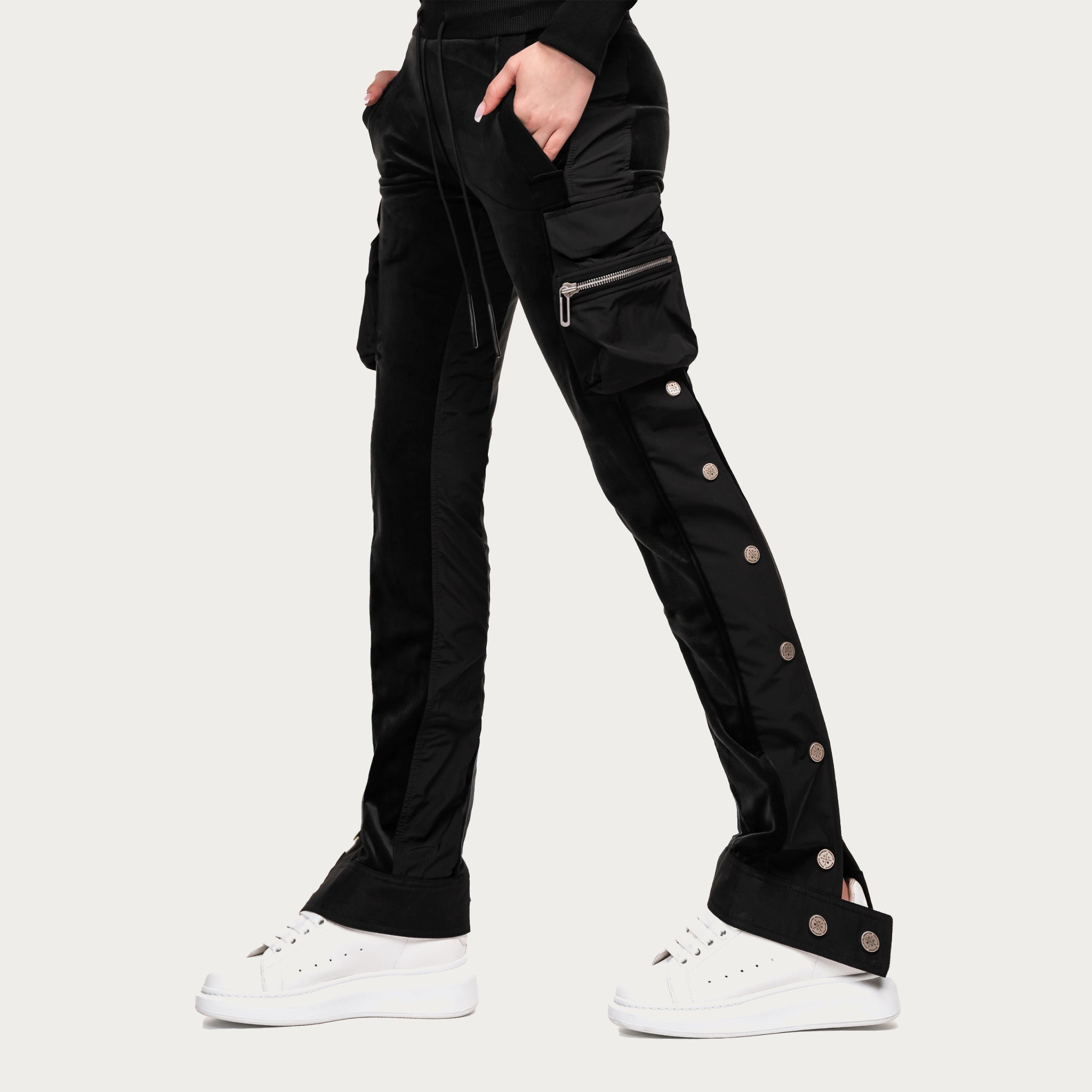 Velour stud cargo track pants - P22433