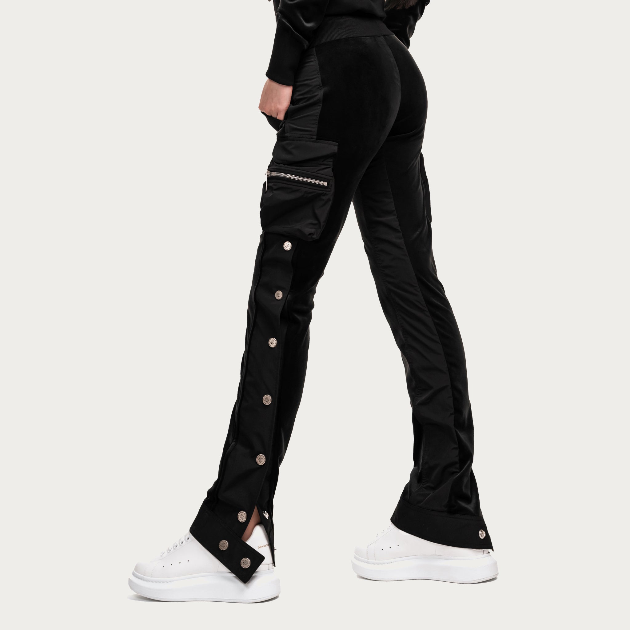 Velour stud cargo track pants - P22433