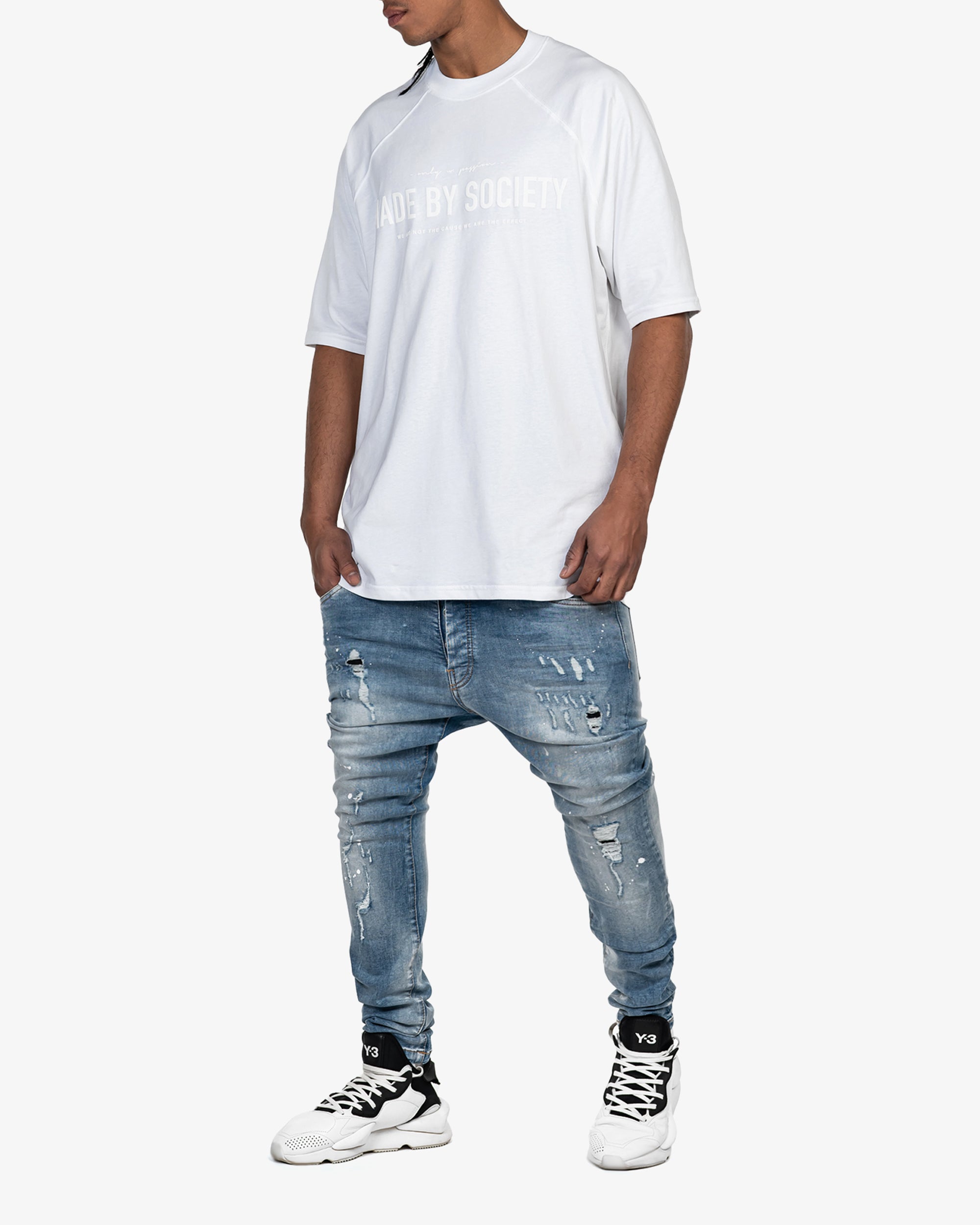 Spodnie jeansowe z przetarciami - P13630