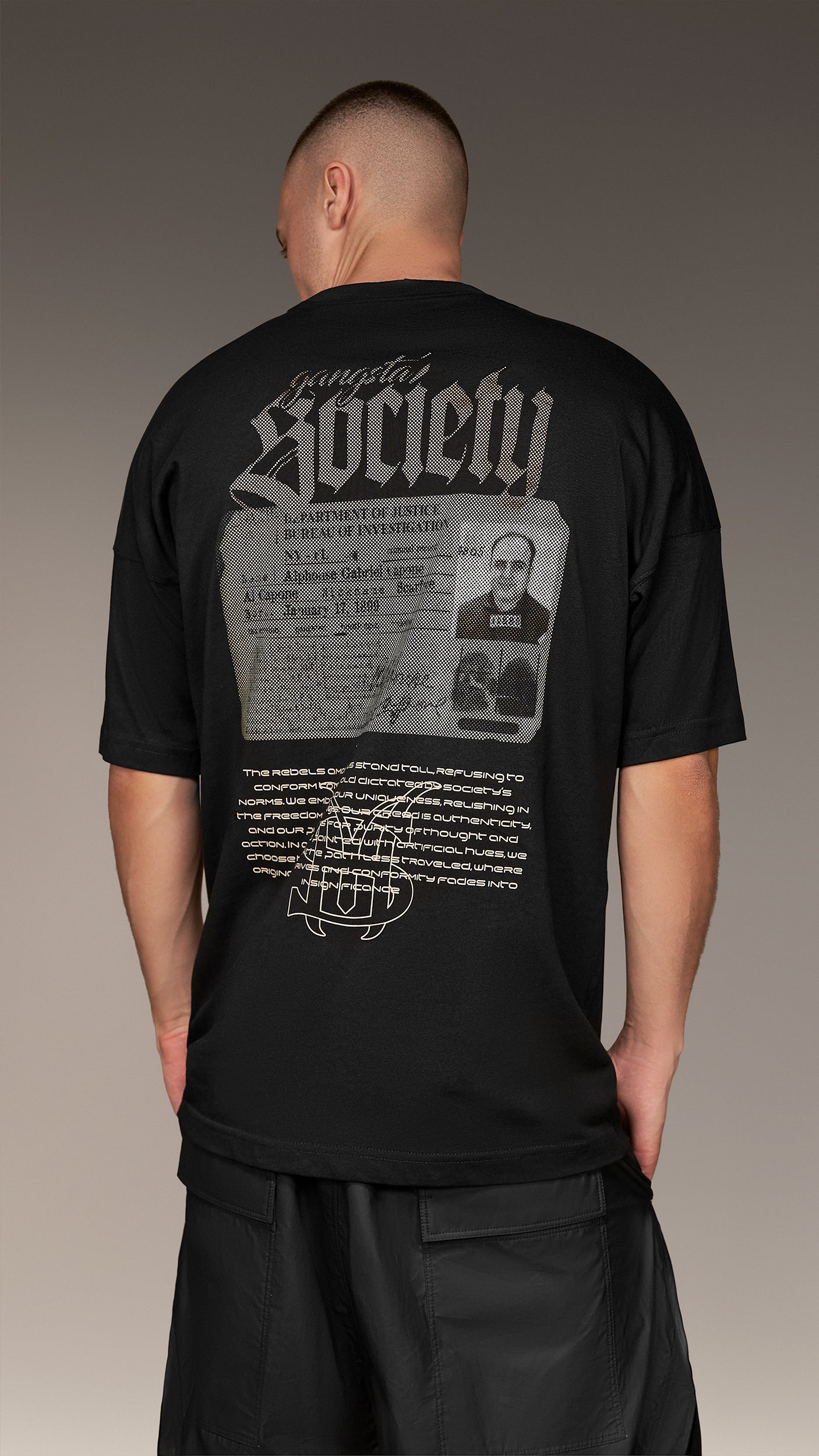 Oversize T-shirt "Gangsta Society" - T15932