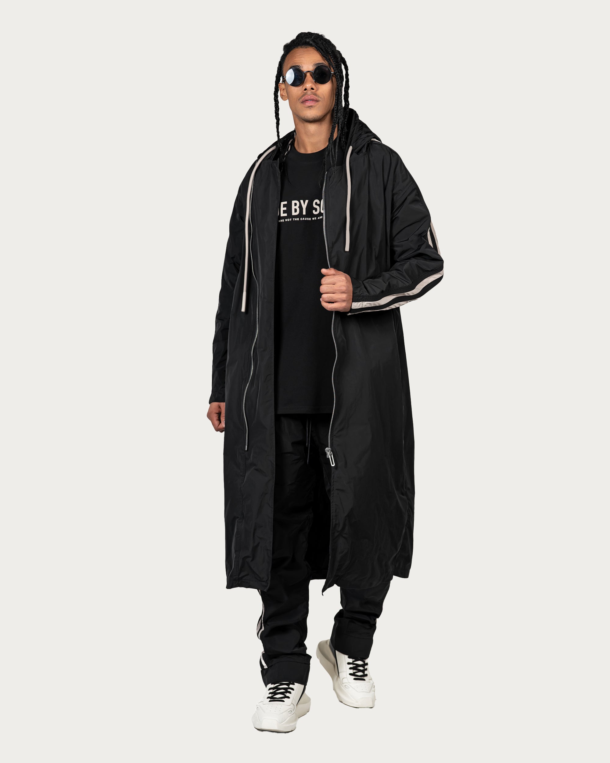 Vertical lines long parka jacket - H13000