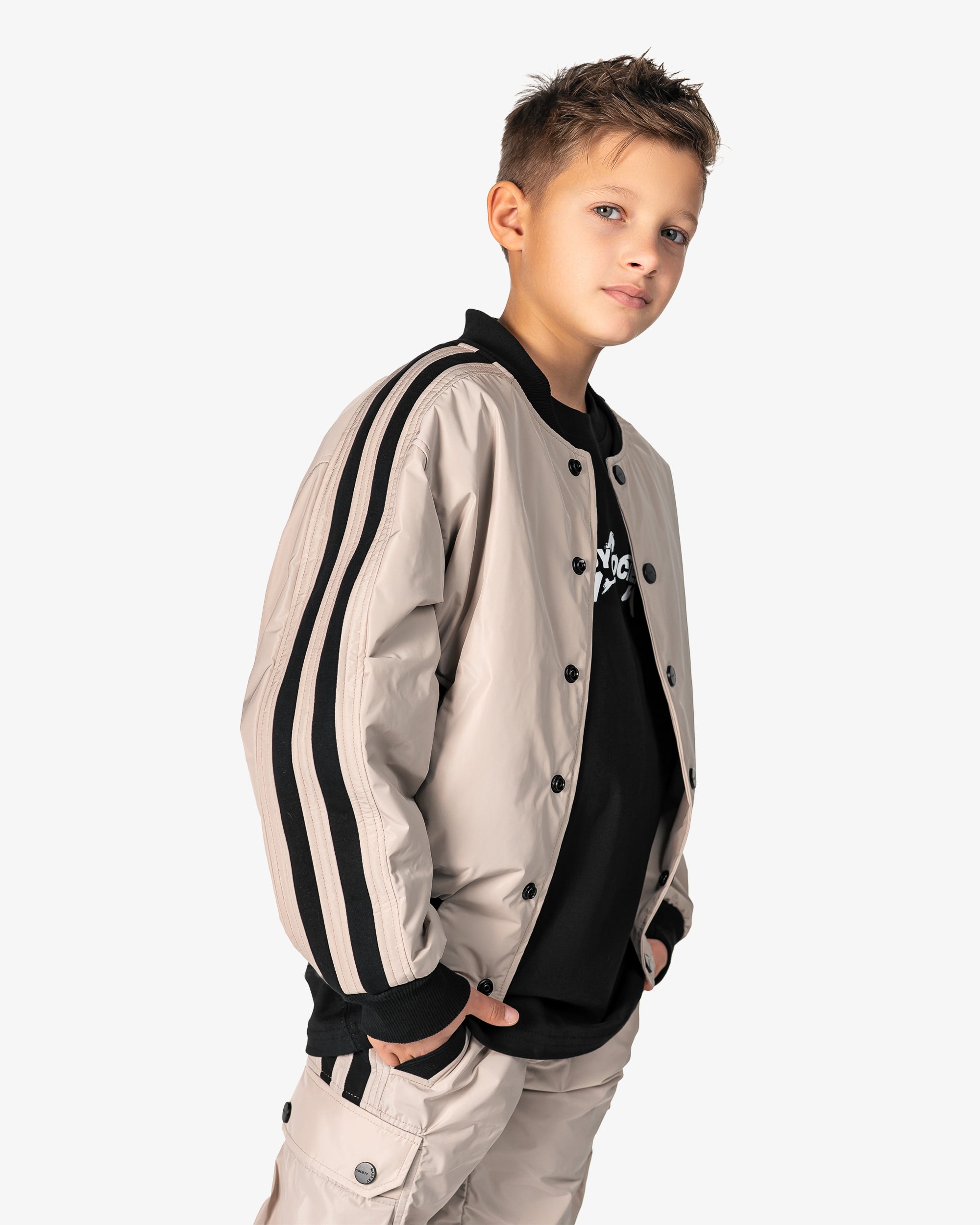 Kurtka bomber w paski - J34130