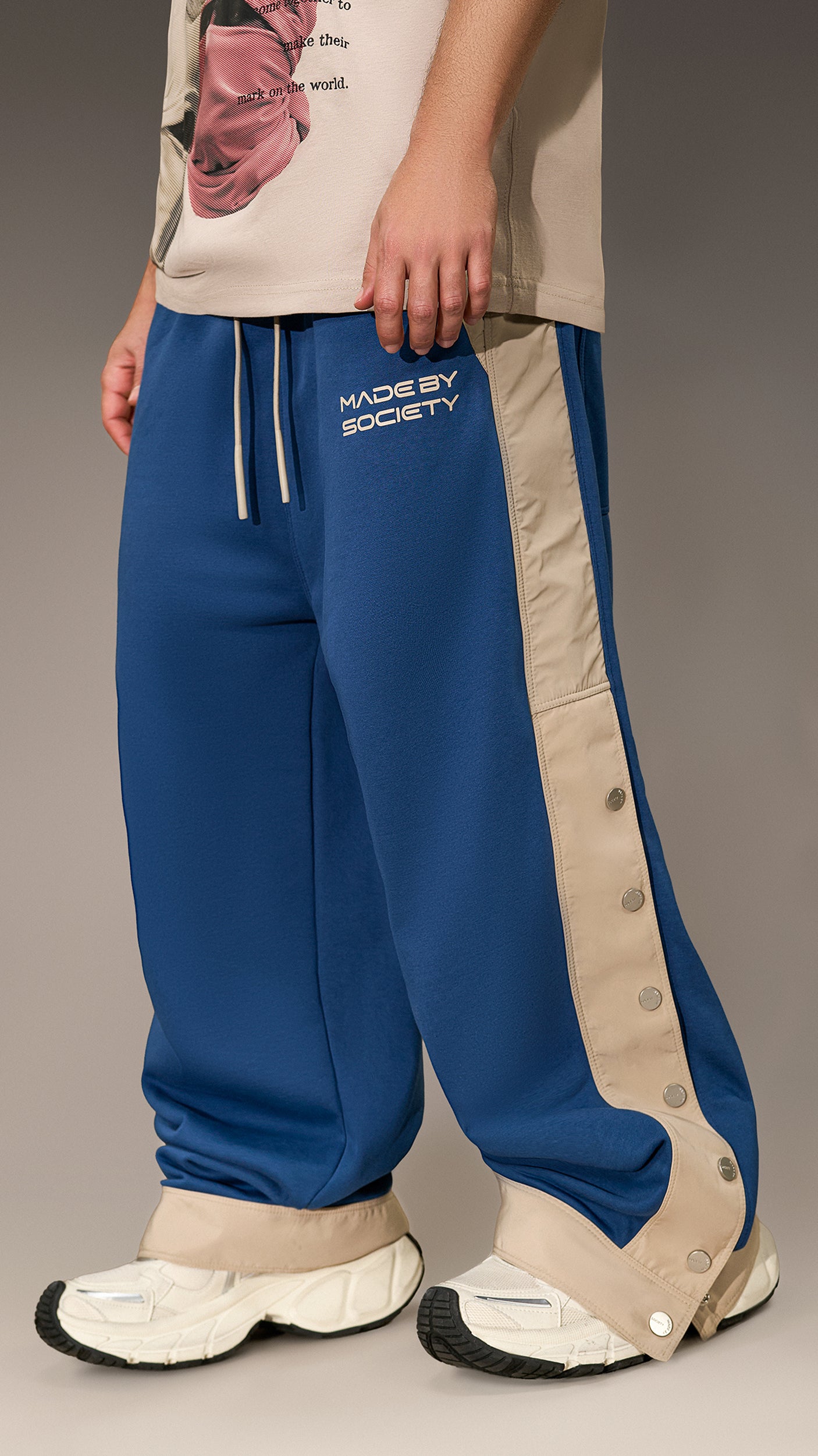 Spodnie oversized z zatrzaskami – P16081