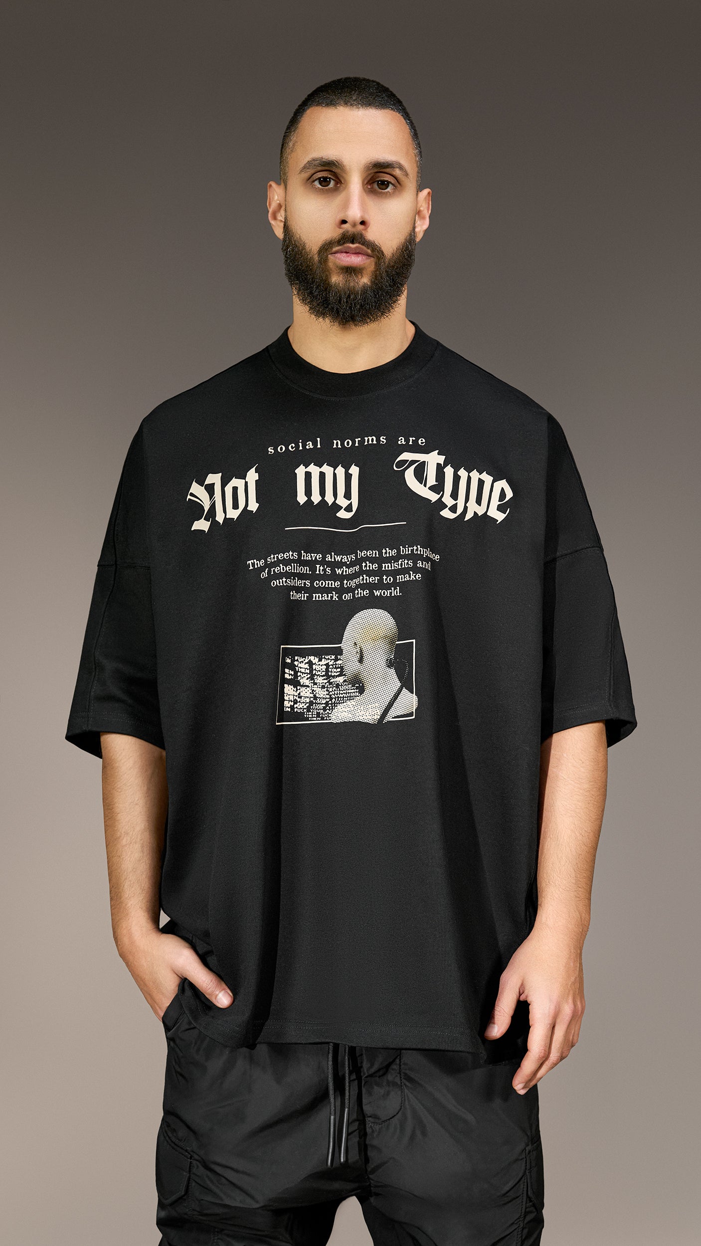 Oversize'owy T-shirt "Not My Type" - T15982