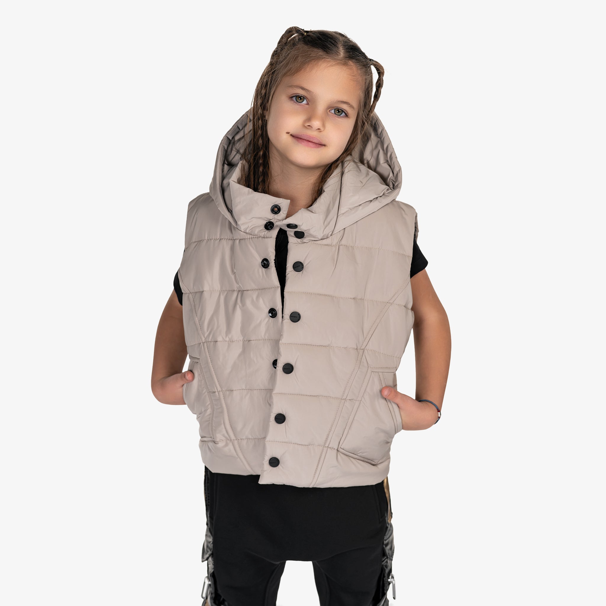 Stud hood vest - V34974