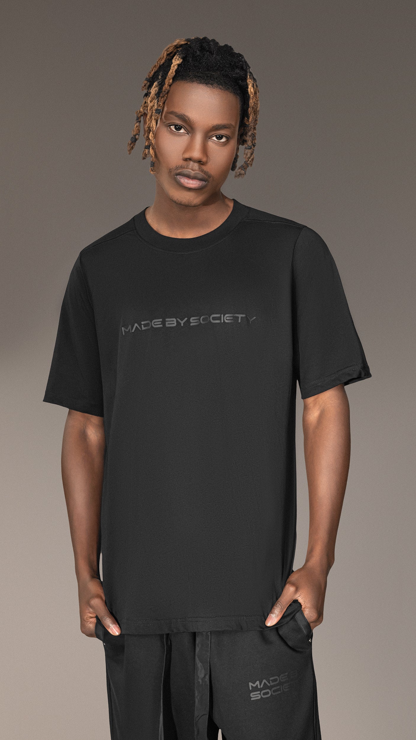 Tricou Negru "MADE BY SOCIETY" - T15765