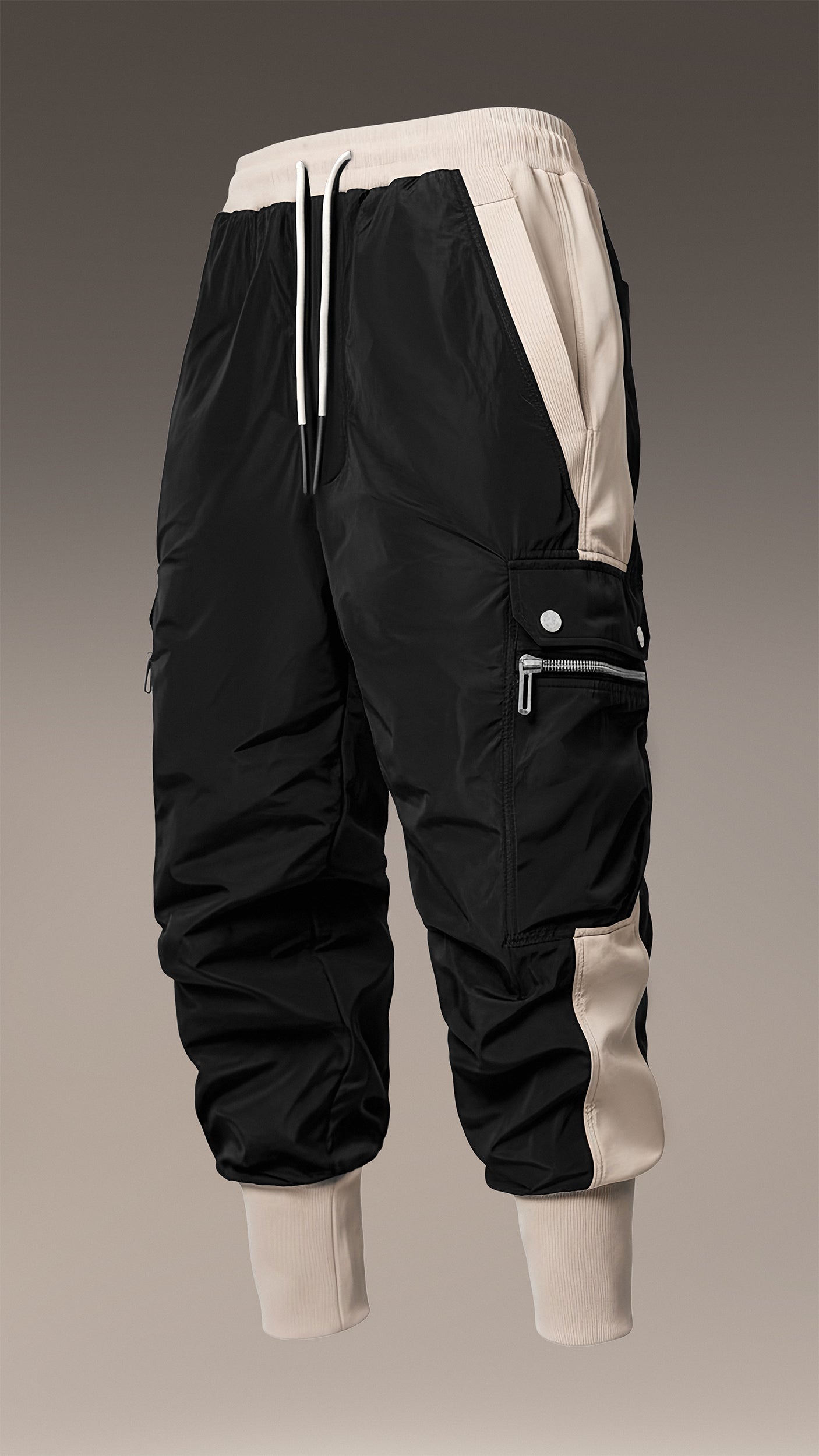 Dwukolorowe spodnie cargo - P14312