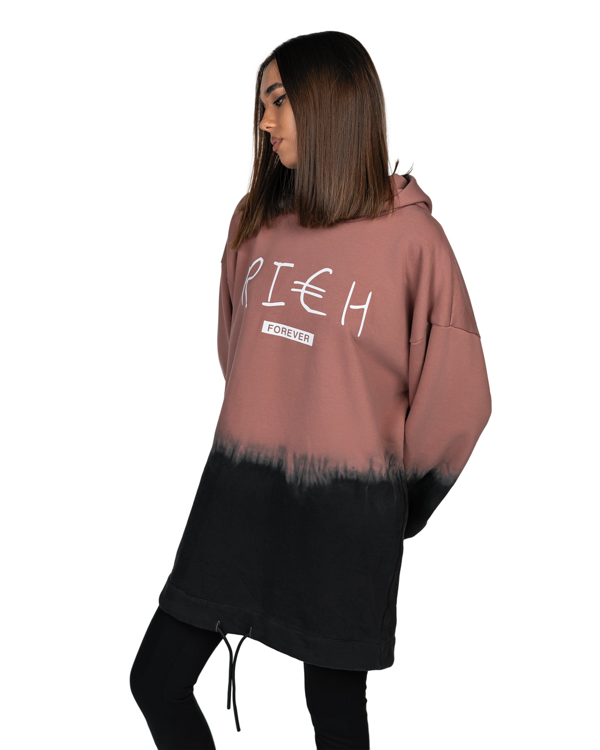 Bogata, długa bluza z kapturem - H22333