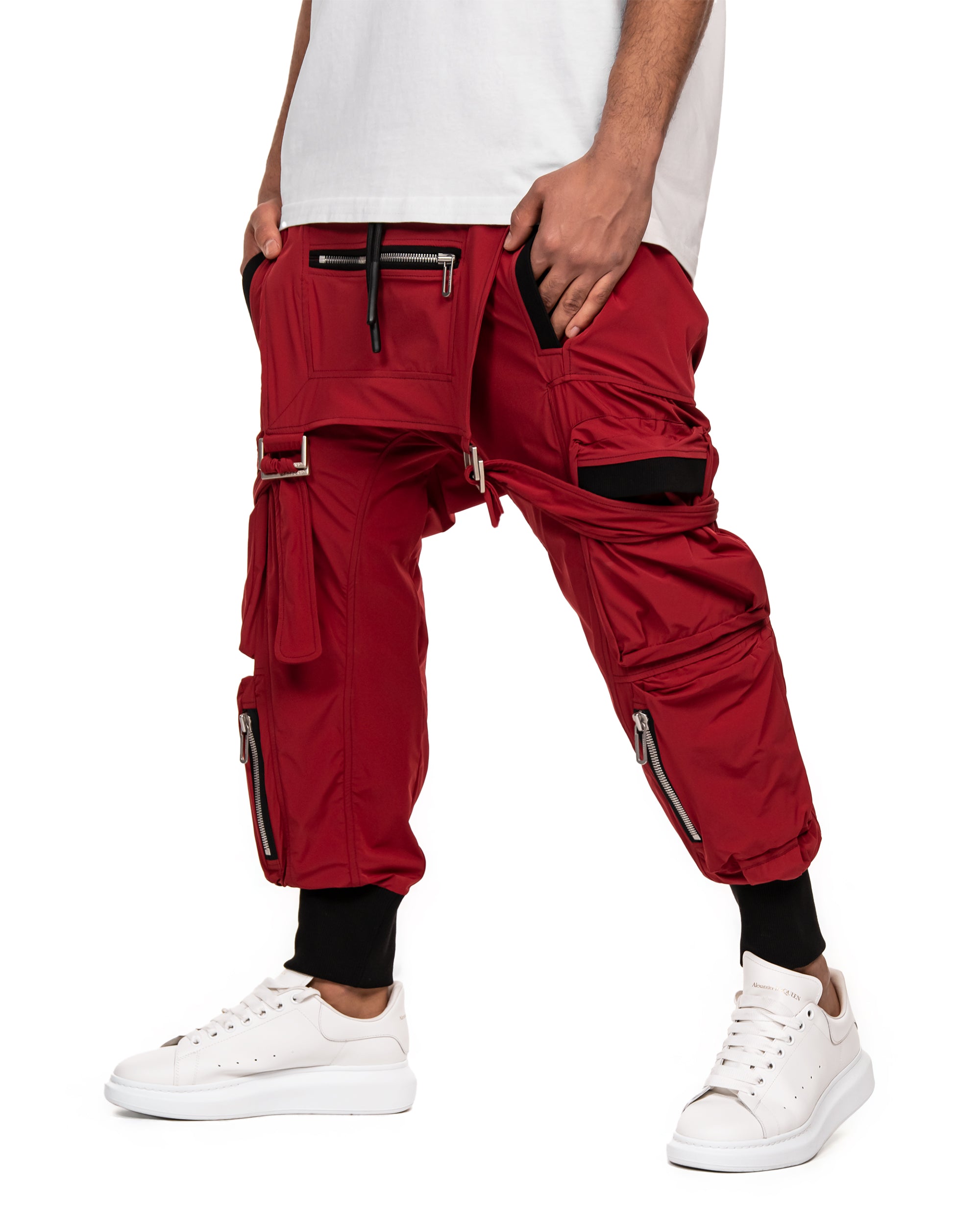 Burgundy dungaree pants - P11805