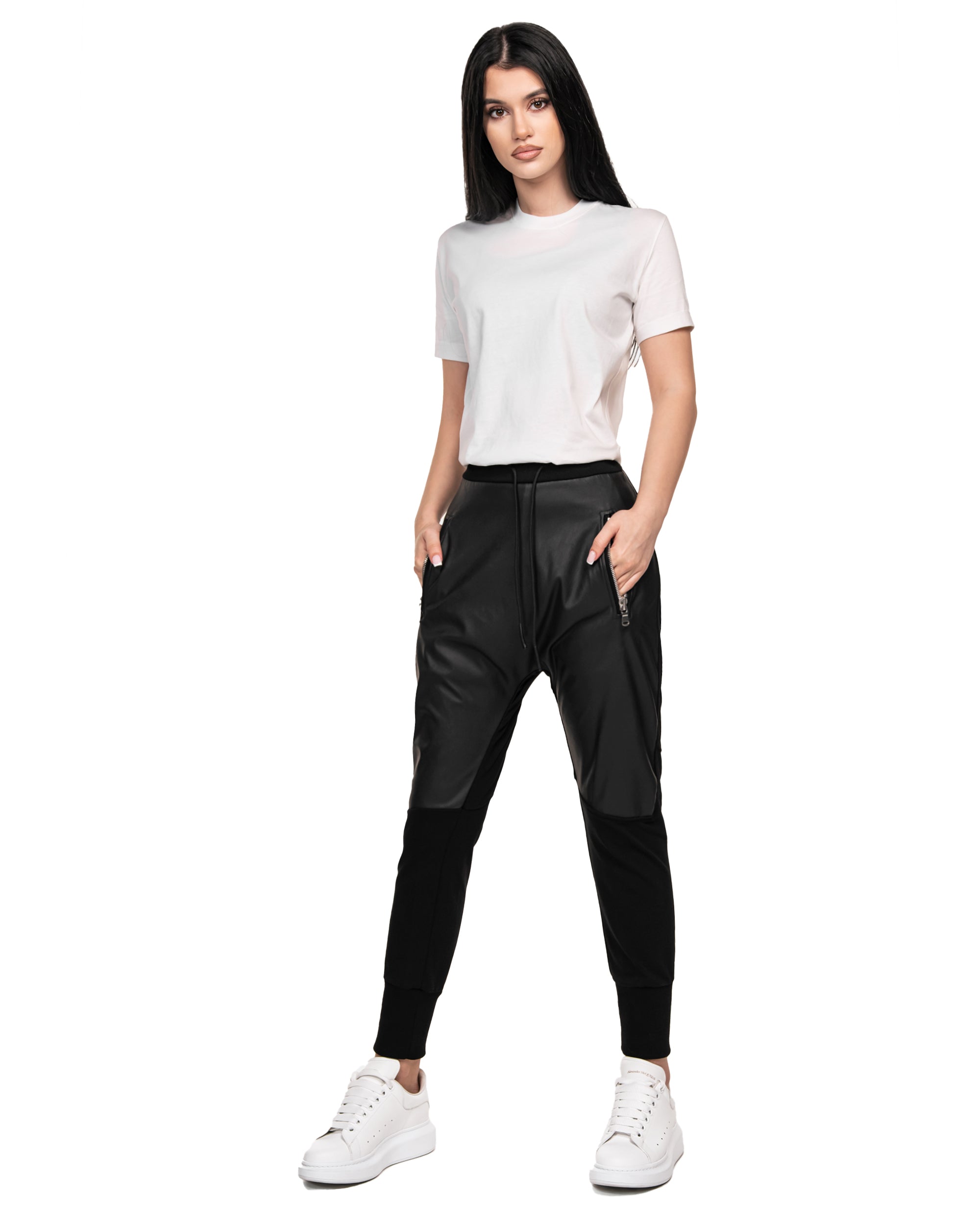 Faux leather jogger pants - P21108