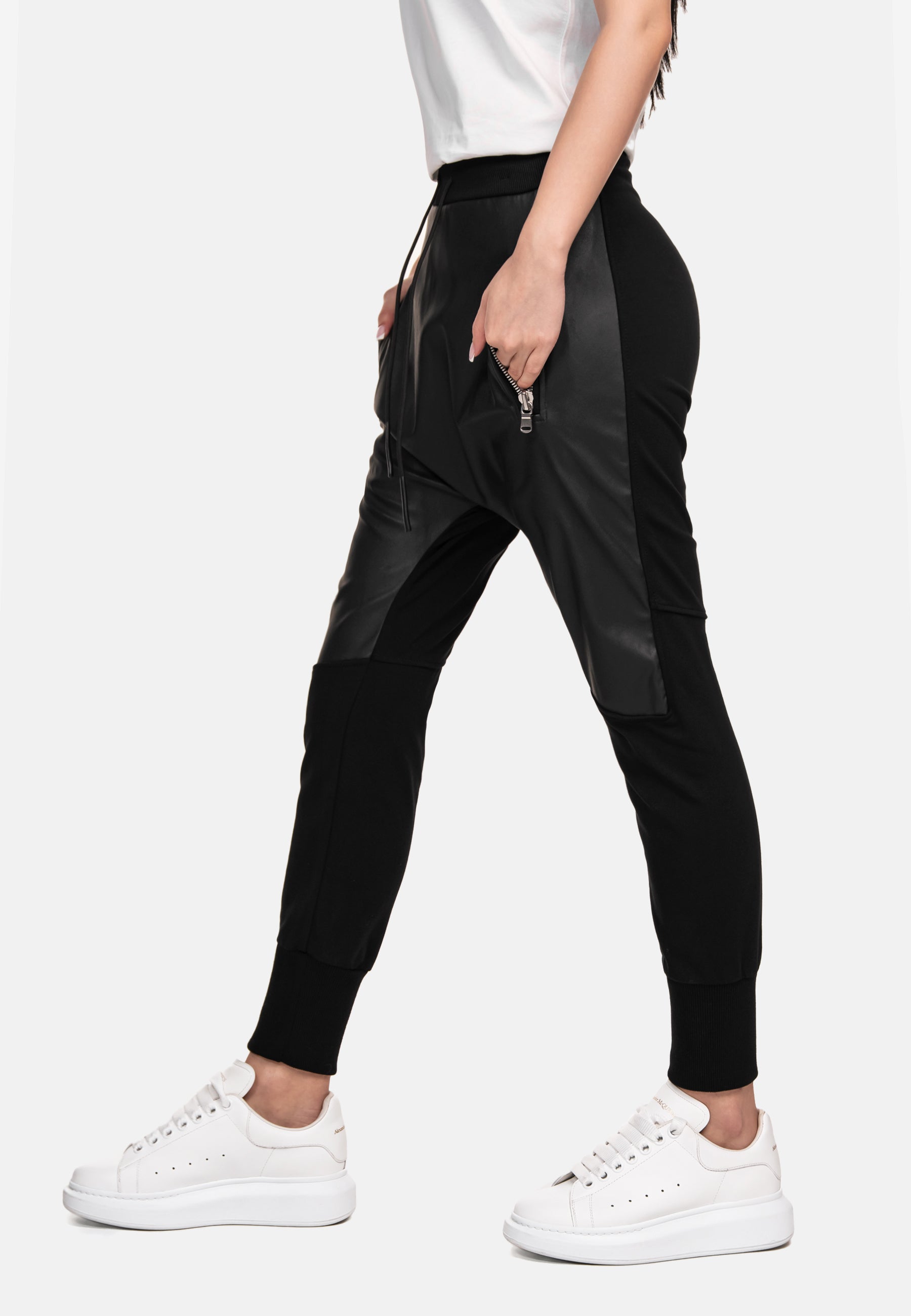 Faux leather jogger pants - P21108